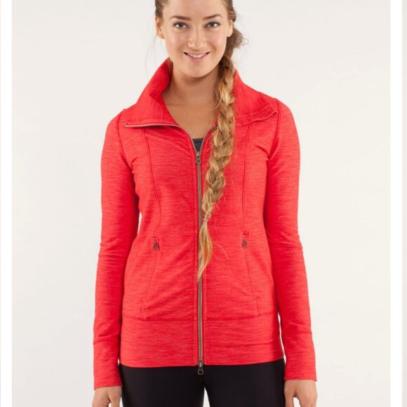 Lululemon Daily Yoga Jacket Reversible Slub Denim Love Red - Size 8 *Flawed* - Picture 2 of 10